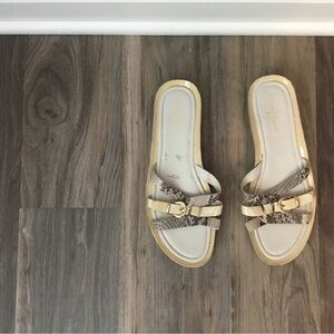 Cole Haan Gold and Cream Slide Sandals